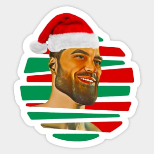 Christmas Gigachad Santa Hat Sticker